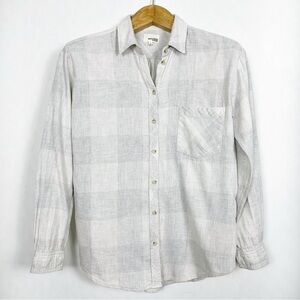 Aritzia‎ Wilfred Free Grey Daphne Flannel Plaid Button Down Shirt Size Small
